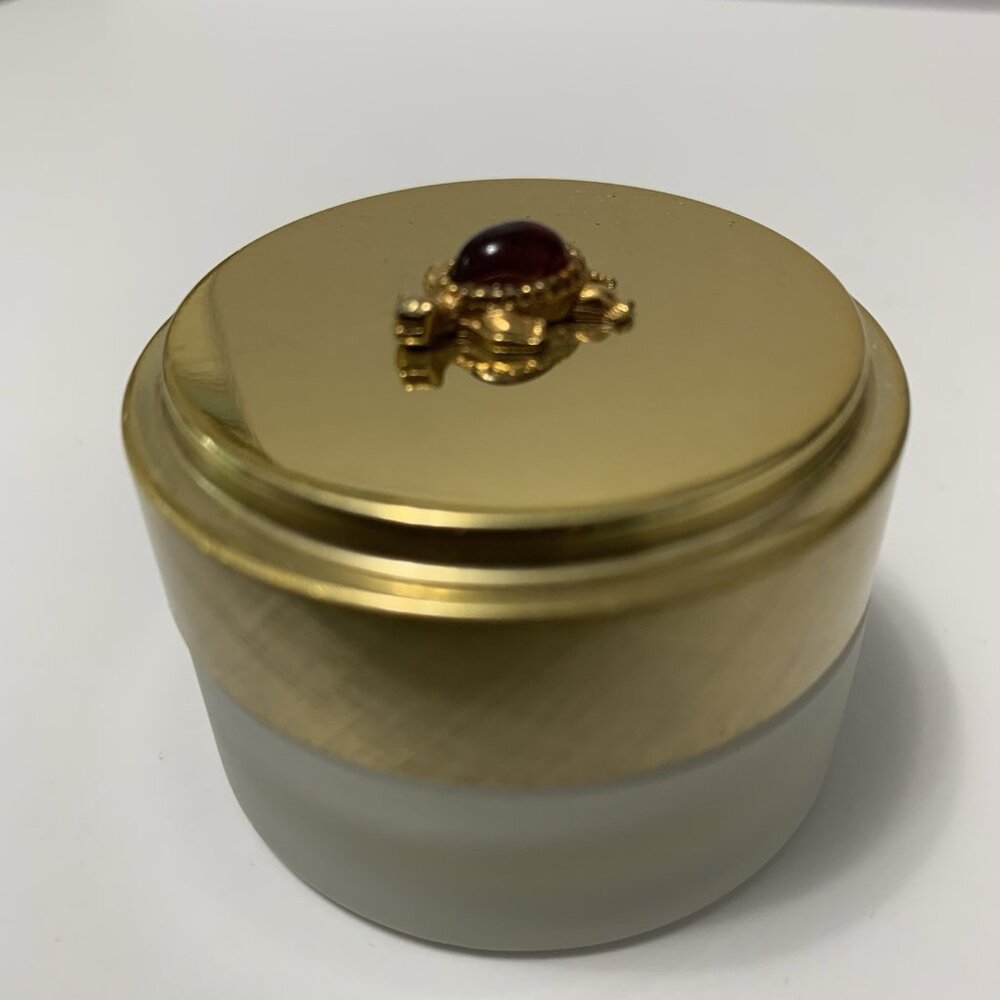 Vintage Red Turtle Belly Jelly Lid Round Vanity Powder Makeup Trinket Glass Jar